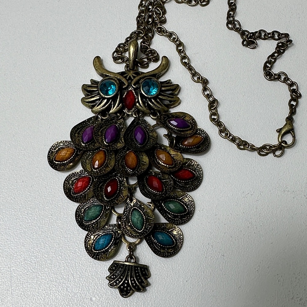 ✅Vintage Multicolor Owl Pendant Necklace - Women Jewelry